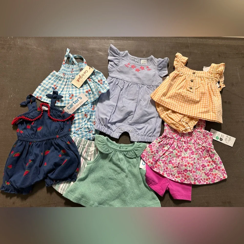 Carter's Matching Sets Blue and Green Summer Collection newborn lot - Picture 1 of 8